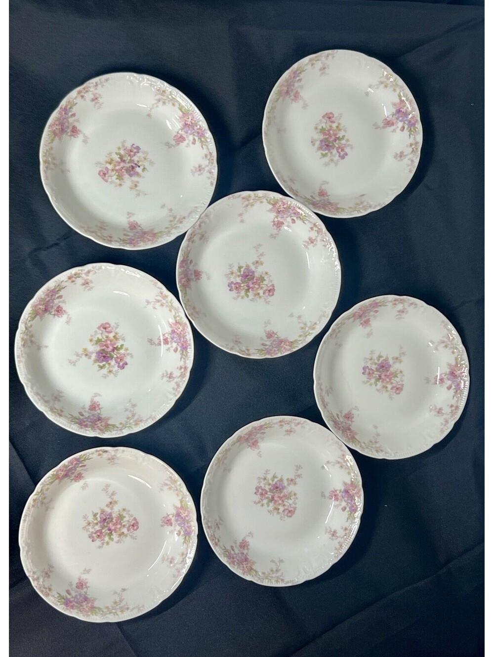 7  Haviland & Co. Limoges GDA France Berry Fruit Bowls Purple Flowers